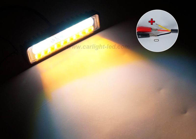 White/Amber Lights Bar 6 Inch Flood Fog Road Boat LED Driving Light for SUV Jeep