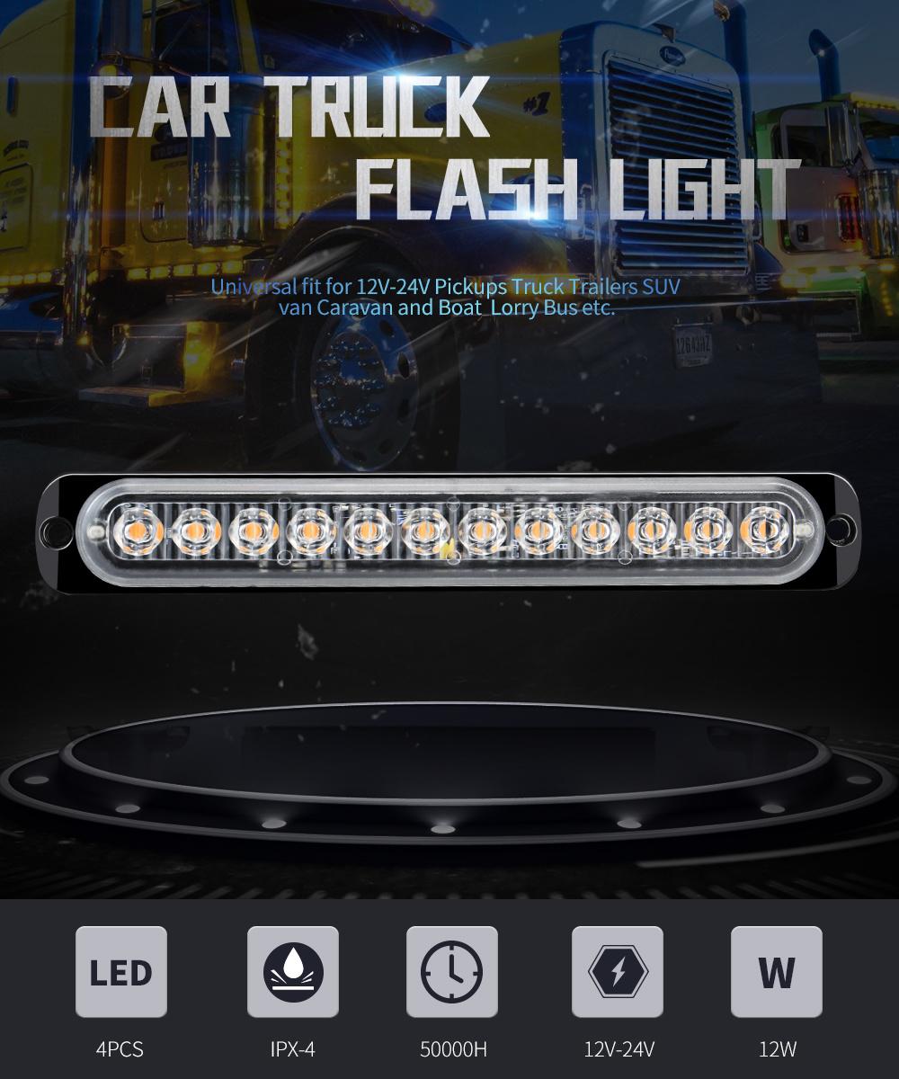 Dxz Auto Lights Accessories Lighting 12V-24V 12LED 36W Car Motorcycle Truck Emergency Warning Flash LED Strobe Light