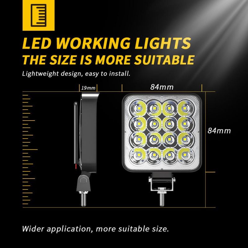 Dxz New 16LED 48W Spotlight Truck SUV Work Light 4X4 Offroad Car ATV UTV for Jeep Motorcycle LED Auto Light Factory