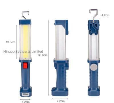 High Power Inspection Working Spotlight 700 Lumen Rechargeable Flashlight Torch Work Lamp with Power Bank Strong Magnet 10W COB LED Work Light