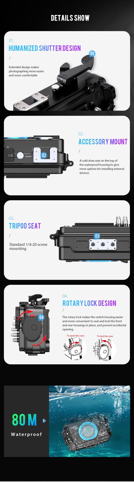 Designed with Ergonomic Principles for Easy-Use Underwater Camera Housing for Photographing