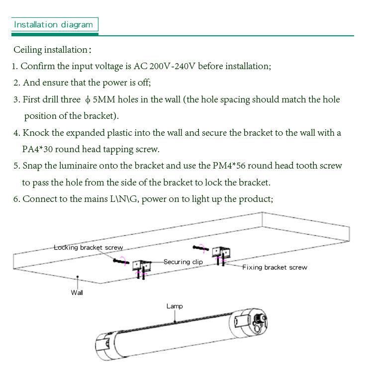 China Suppliers IP65 Waterproof 50W 60W LED Triproof Batten Tube Tri-Proof Light