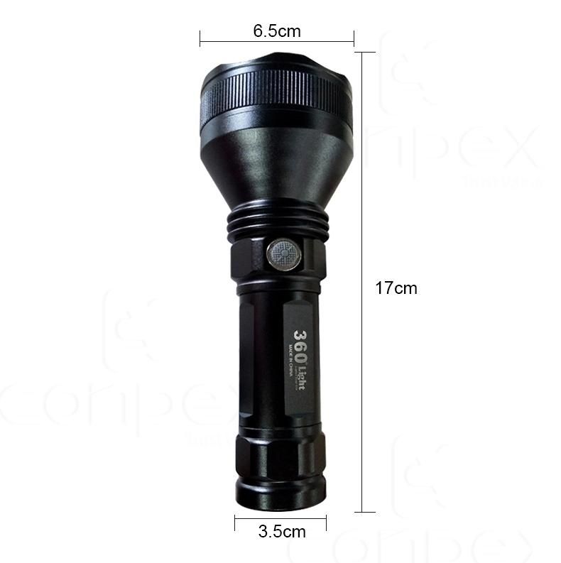 360 Light USB Rechargeable Aluminum Alloy Safety Emergency 18650 Power T6 LED Flashlight