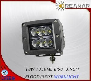 18W 1350lm Pi68 LED Headlight for Truck, SUV, 4X4 Offroad