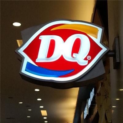 Waterproof Wall Hanging LED Illuminated Restaurant Sign Board for Ice Cream Shops
