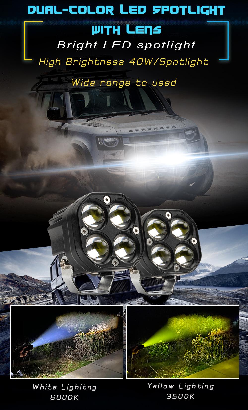 3 Inch 60W Cube LED Work Light with 4 Pod Lens for 12V 24V Car SUV Truck Offroad Motorcycle LED Fog Driving Light