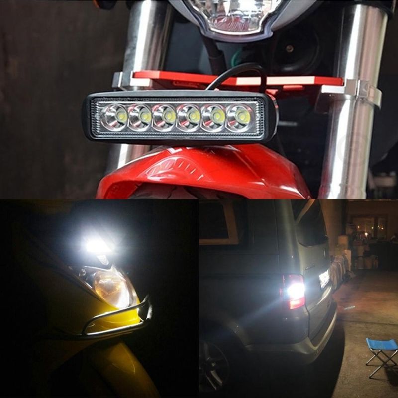 12V 24V Single Row LED Light Bar 18W Work Light Offroad LED Lights for Trucks Tractor Auto Light Spot Flood Metal Bracket