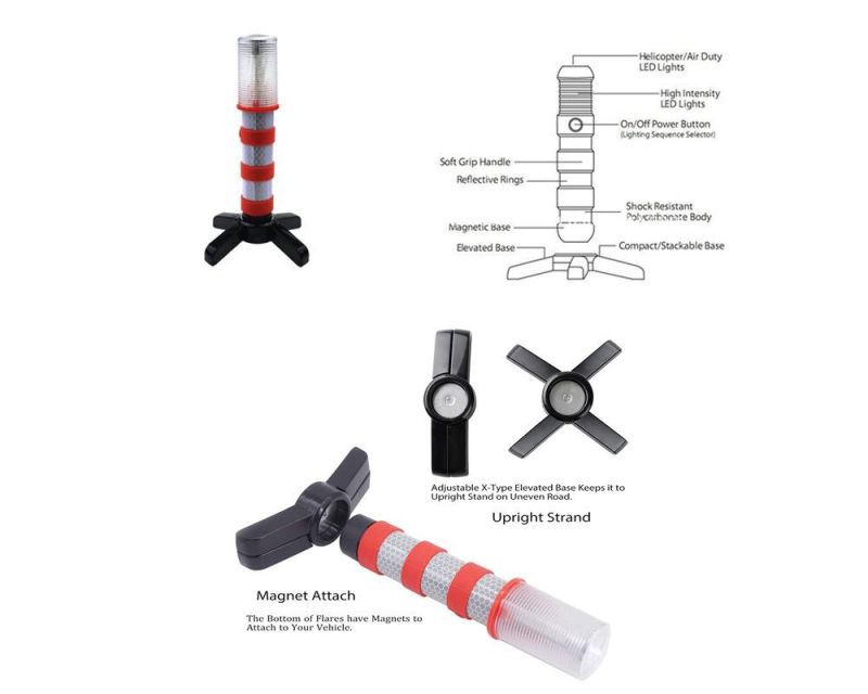 Wholesale Battery Powered Road Traffic Emergency Roadside Flare Magnet Stand Safety Strobe Beacon Warning Lamp Flashing Warning Signal Light