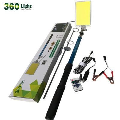 360 Light 47W COB Outdoor Activities LED Camping Lamp Big Board 12V Telescopic Fishing Pole Light CE FCC