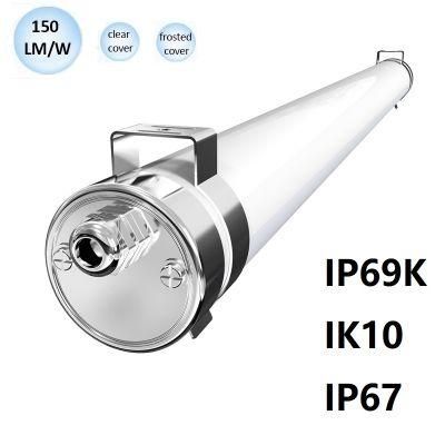 IP69K Tri-Proof LED Light with Sensor Flicker Free Ik10 Emergency System Full Spectrum CRI&gt;95