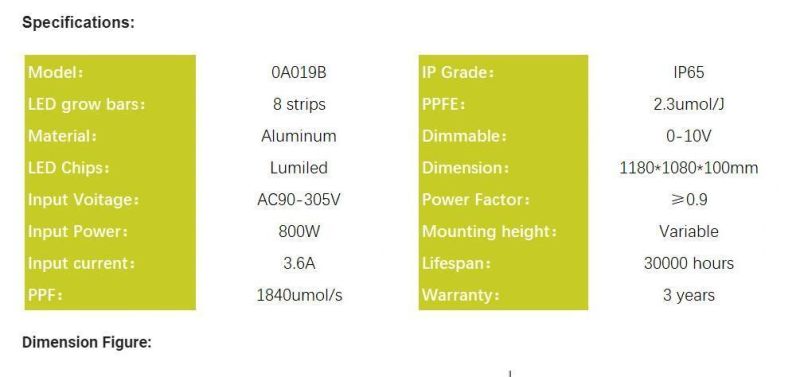 Foldable 800watt Shipping Dimmable LED Grow Light 301h 301b for Grow Tent Plant Grow