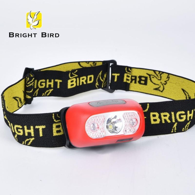 IP66 Waterproof ABS 5W LED and Red LED Rechargeable Head Light