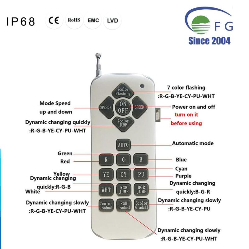 IP68 AC12V PAR56 18W 252PC 2835SMD RGB Remote Controlled LED Underwater Swimming Pool Lighting