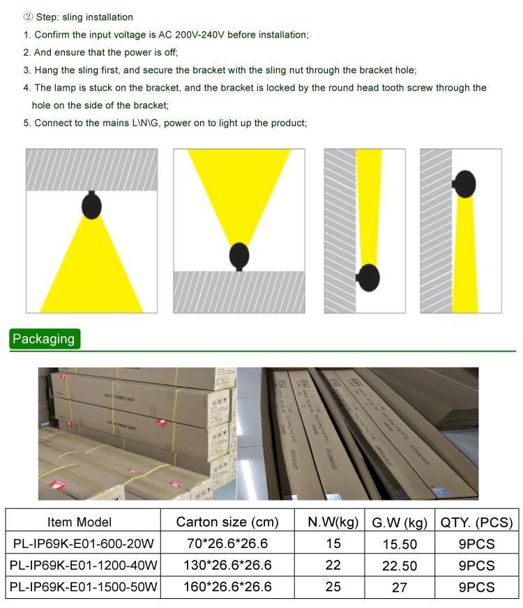 2021 New Design IP69K 40W LED Tri-Proof Light Three Proof Linear Lamp