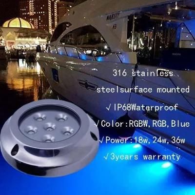 12V 36W RGBW Ss 316 Underwater Dock Yacht Lights LED Underwater Light