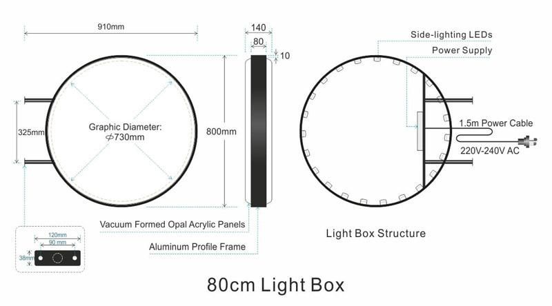 Outdoor Sign Round Projecting LED Light Box