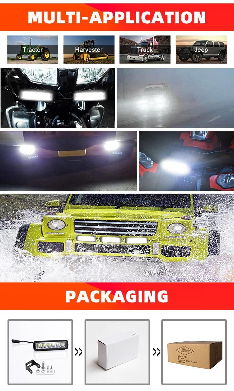 Newest 6500K White 12V 30W Car Truck LED Lights, Tractor Waterproof 6 Inch LED Work Light Bar