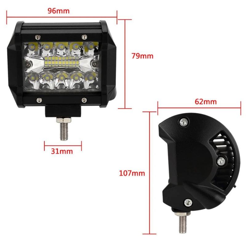 4 Inch Square 60W LED Working Lamp Bar off Road Car 4WD Truck Tractor Boat Trailer 4X4 SUV ATV 12V Spot LED Work Light