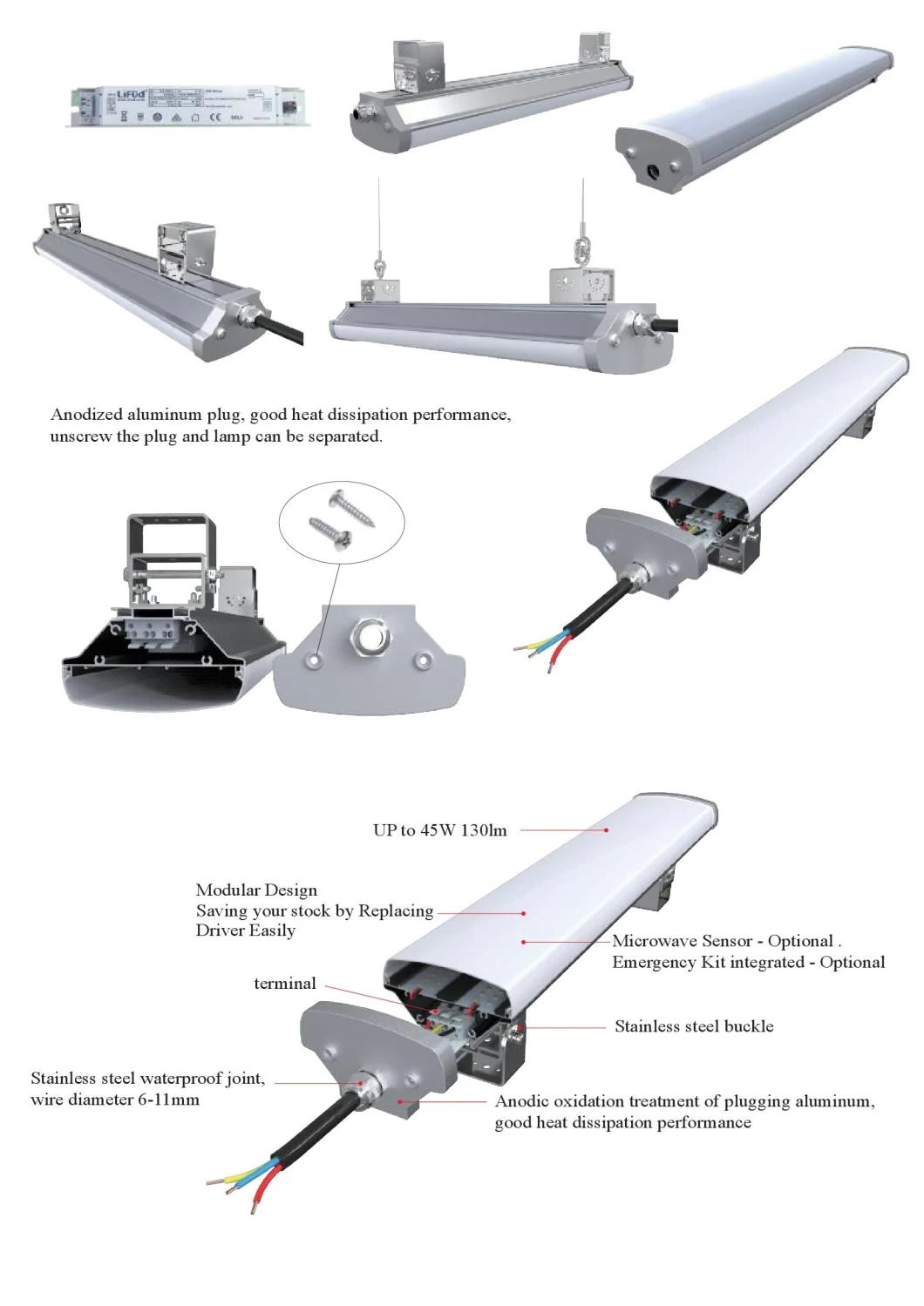 H110-1200mm 4FT Vapor Proof Frosted Lens Warehouse LED Linear High Bay Light Fixtures 60W