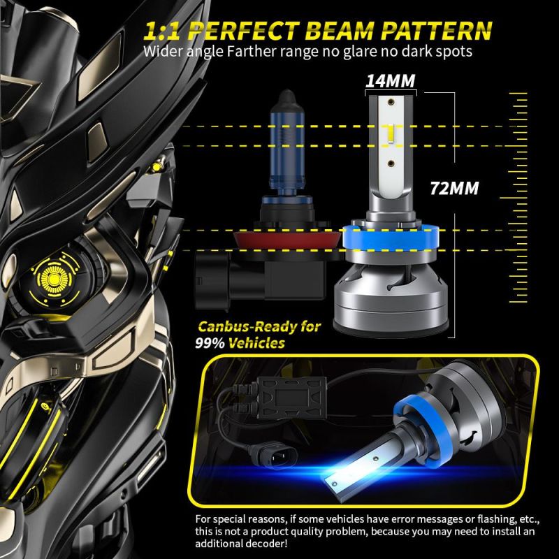 Dxz Chip Conversion Kit Adjustable Beam H4 H7 H11 LED Car Headlight H7 LED 10000lm Car LED Headlight Bulb Car Light Accessories 1860