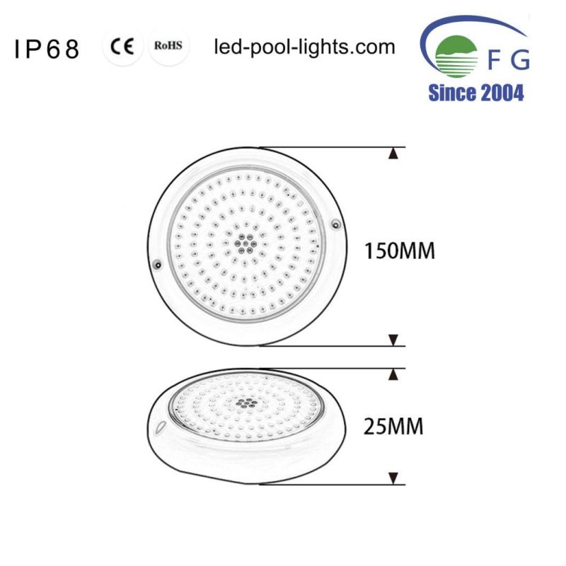 New Model-150mm 316ss/PC Mini 10-18W Resin Filled Wall Mounted LED Pool Lights