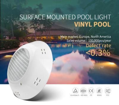 18W 3000K Warm White IP68 Surface Wall Mounted LED Vinyl Swimming Pool Light with ERP