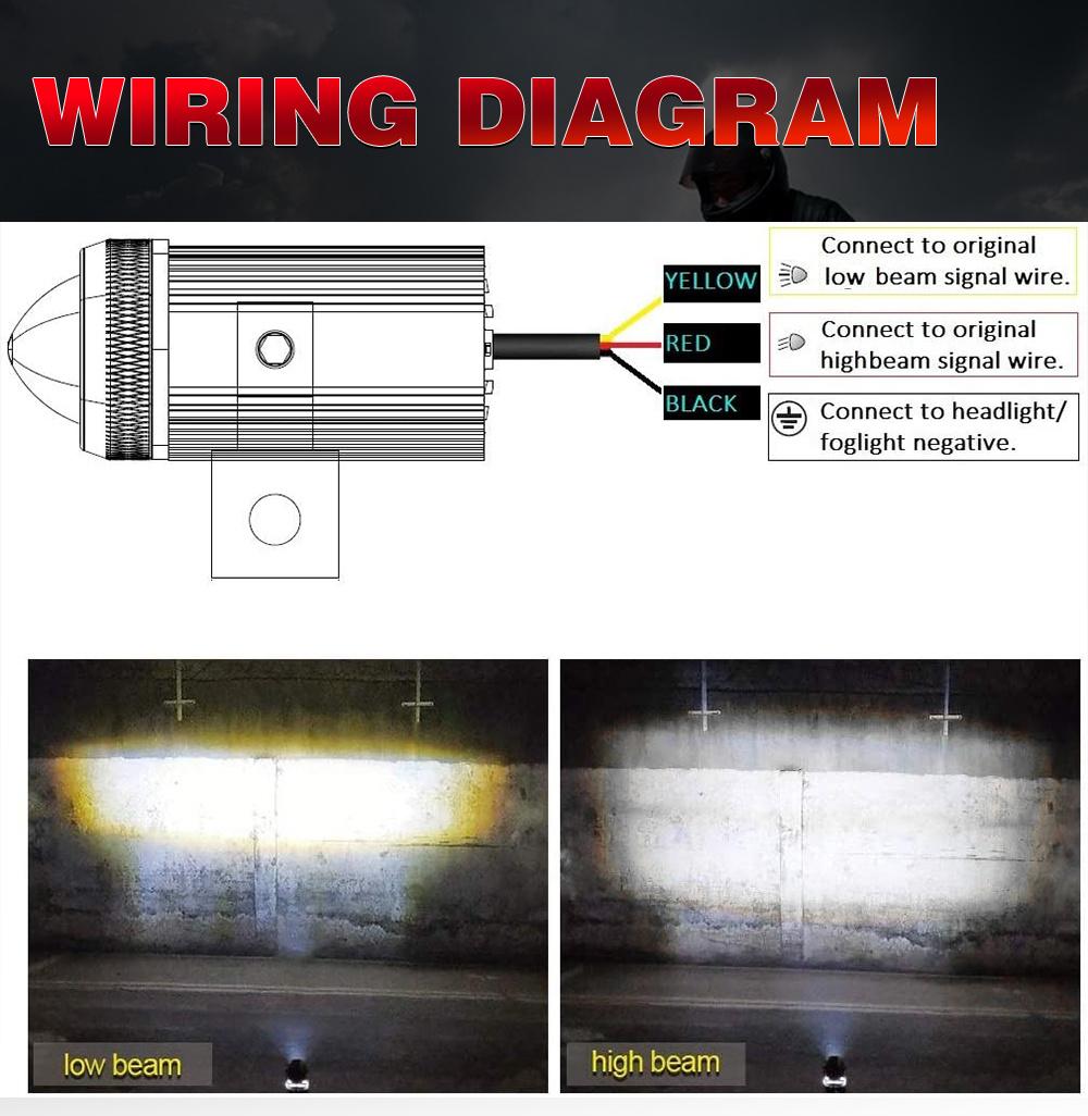 Auto Lighting System ATV UTV 6500K 3000K Dual Color Headlight Fog 12V LED Flood Work Light for Motorcycle