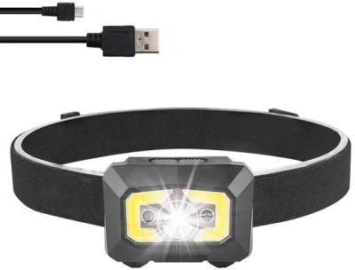 Wholesale Emergency Head Torch Lamp 60 Degree Angle Adjustable COB Headlight Ultra Bright Rechargeable Headlamp with Sensor Switch