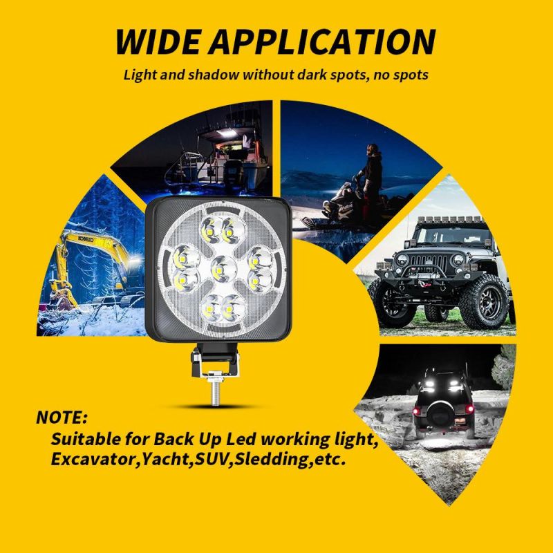 Dxz Flash LED Work Light 3inch Mini 21SMD Ultra Bright Spot+DRL Square Light for Vehicle/Motorcycle/Truck/Car/ATV