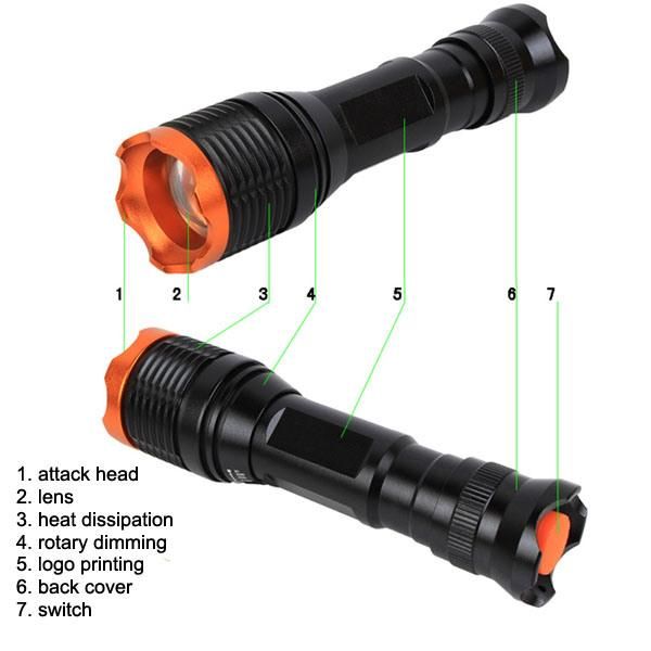 350lumens T6 LED Rechargeable Portable LED Torch Lighting