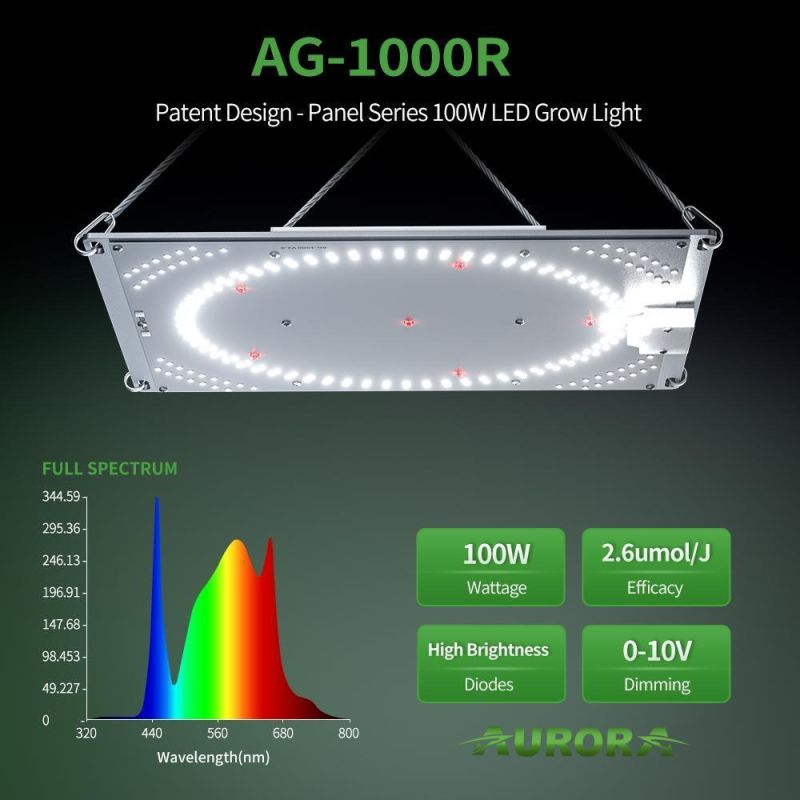 New Patent 100W 200W 300W Full Spectrum 0-100% Dimmable High Ppf Wholesale LED Grow Panel Plant Lights Daisy Chain Function for Indoor Greenhouse Farmer