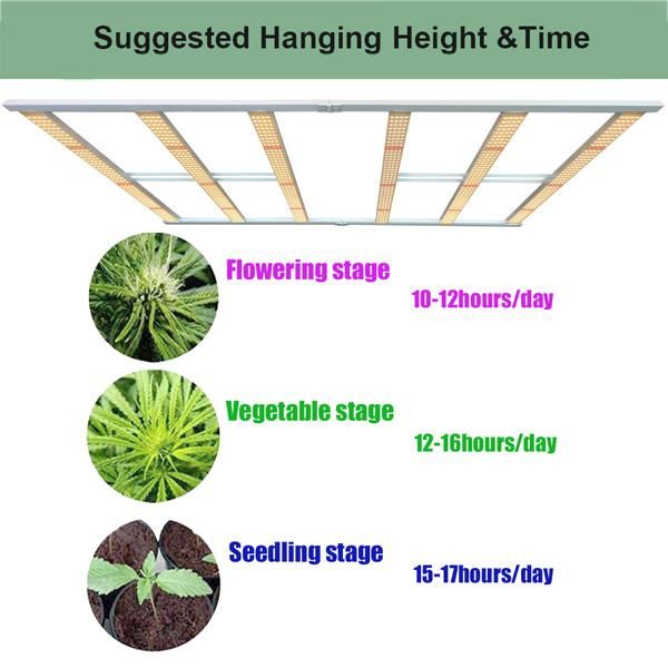 Foldable Full Spectrum 640W Samsung Lm301h Lm301b W/UV/IR Indoor Greenhouse Strip Bar Dimmable LED Grow Light with 6 Bars for Cann Medical Plant