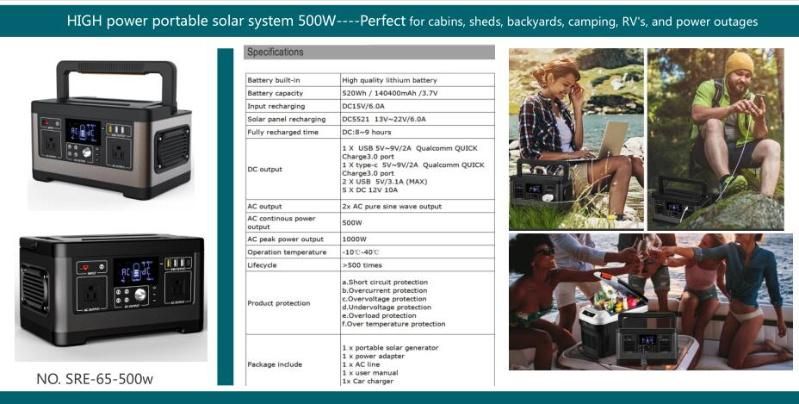 Solar Cell System Emergency Lighting for Camera Laptop USB Phone Charging Solar Power Station
