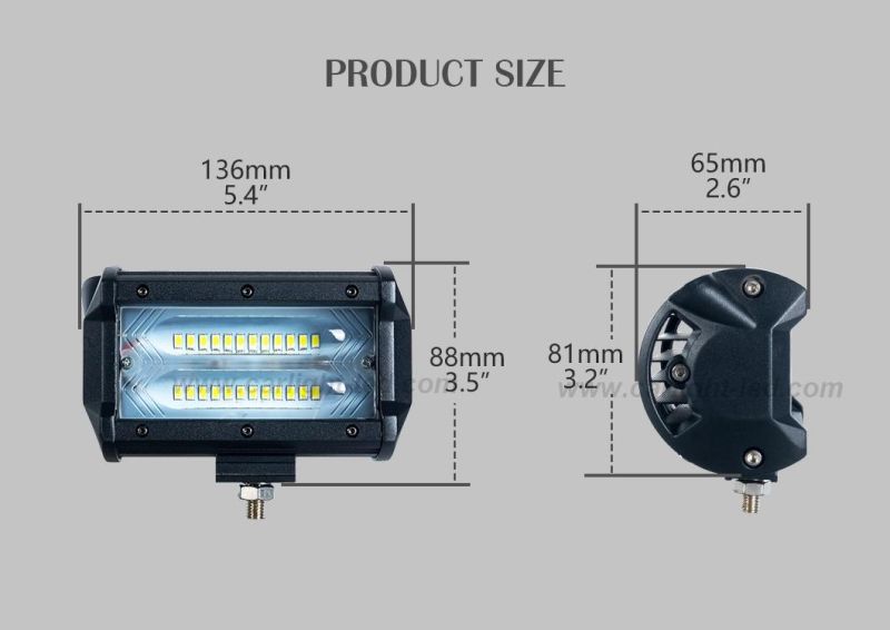 72W Double Row Car Work Light for Trucks Jeep ATV UTV SUV Boat Marine