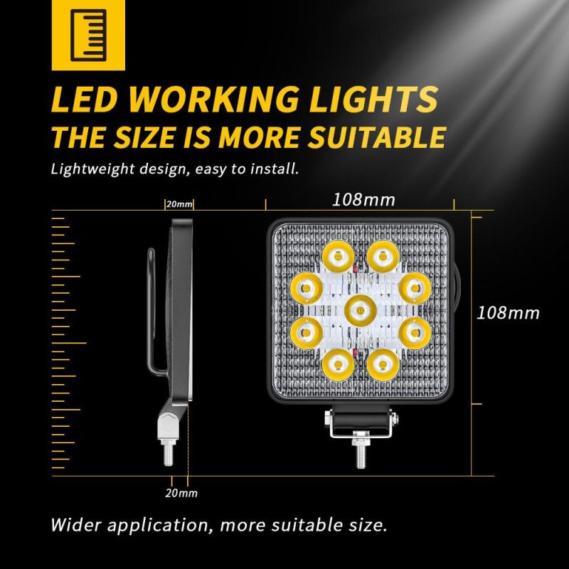 Dxz 4inch 9LED LED Work Light 27W 20mm off Road Lamp LED Lamp Spotlight 27W LED Work Light 12V 24V Car Light