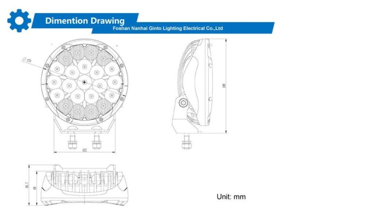 Waterproof IP68 7inch 66W Osram Round LED Driving Light for 4WD Offroad Truck Car (GT17213)