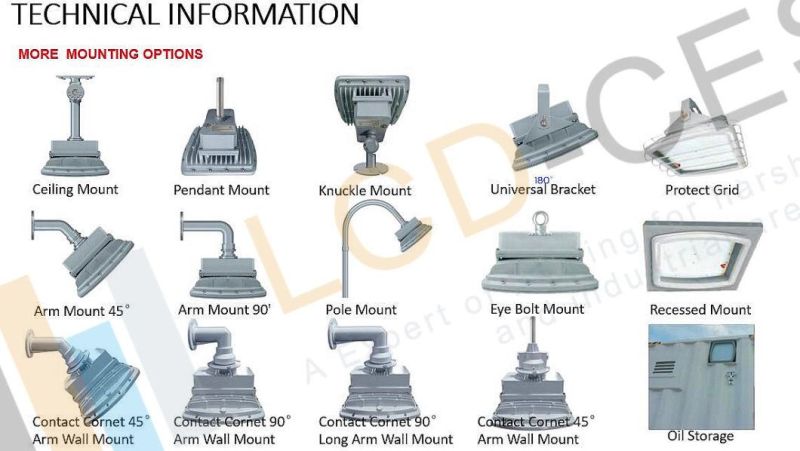 25 70 90 120 Degree Beam Angle Professional Explosion-Protected High Bay LED Light 185W for Explosive Atmospheres of Gases, Vapors and Dust in Industries Area