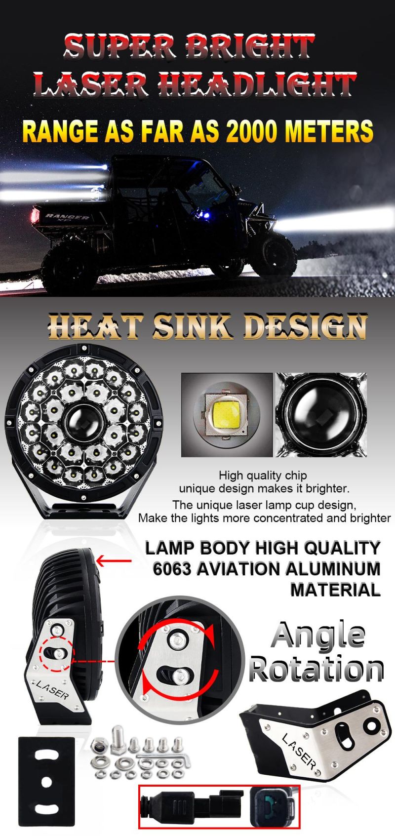 Super Brightness Lase Rlight Newest Tech Long Distant High Lumen 7inch 8.5inch 9inch Jg-L085 Car Laser LED Light for Offroad Auto Car Jeep Truck UTV ATV