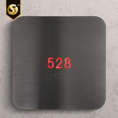 Brushed Stainless Steel Metal Illuminated LED Number Sign