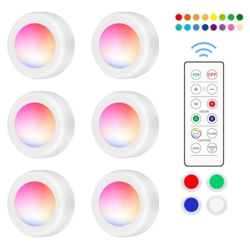 Mood Under Wardrobe Kitchen Cabinet Lamp 16 Colors RGB Decoration Night Lights with Remote Control Battery Power Home Decorative Wireless Sensor Cabinet Light