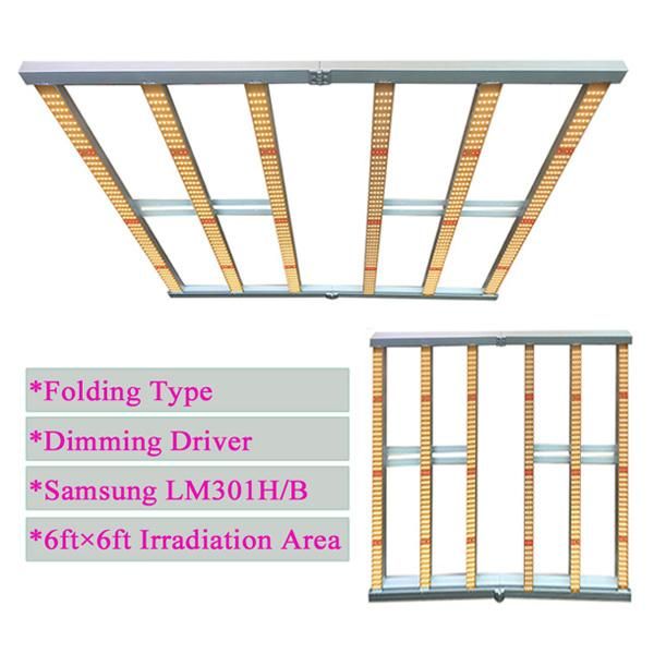 Foldable Full Spectrum 640W Samsung Lm301h Lm301b W/UV/IR Indoor Greenhouse Strip Bar Dimmable LED Grow Light with 6 Bars for Cann Medical Plant