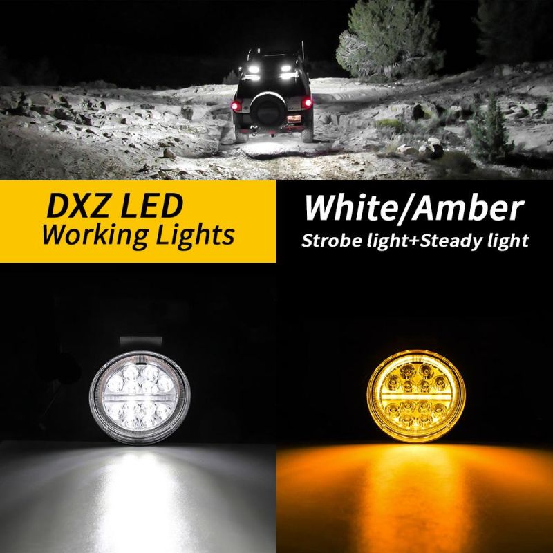 Dxz Flash 4 Inch DRL 16LED Daytime Running Light Spotlight 48W 12V 24V LED Work Light Round for Motorcycle Offroad SUV