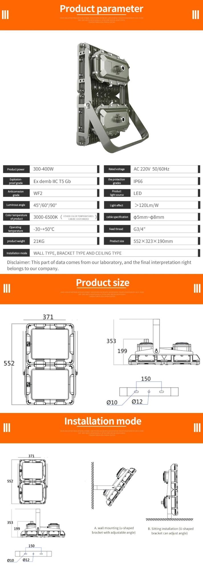 Atex Anti Explosion Proof Flood Light 200W