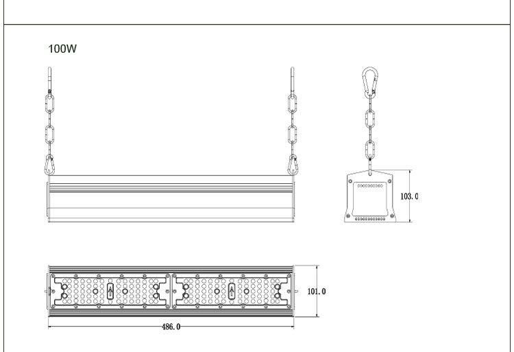 200W Pendant Light Highbay Warehouse Lamp Industrial LED Linear High Bay Light