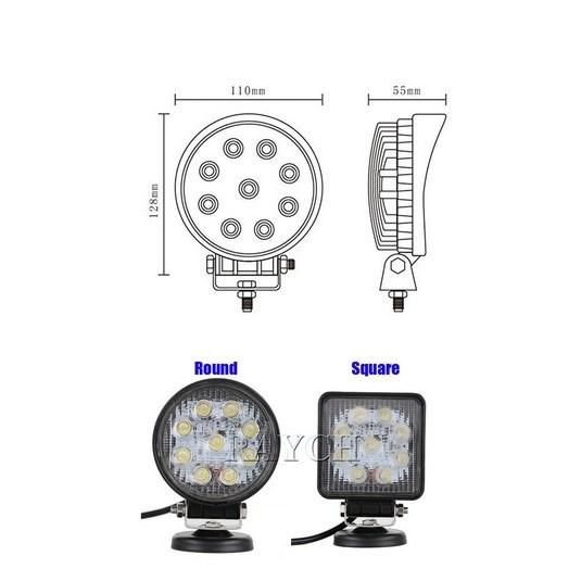 4inch 27W 9PCS Epistar LED Work Light for Trucks ATV UTV Offroad