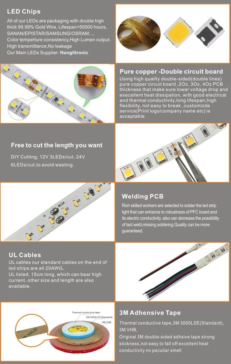 Energy saving 2835 120 24V CCT LED strip.