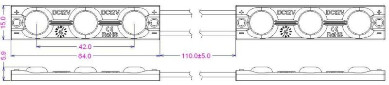 Three SMD 2835 Signage LED Module 8-25cm Signs LED Module