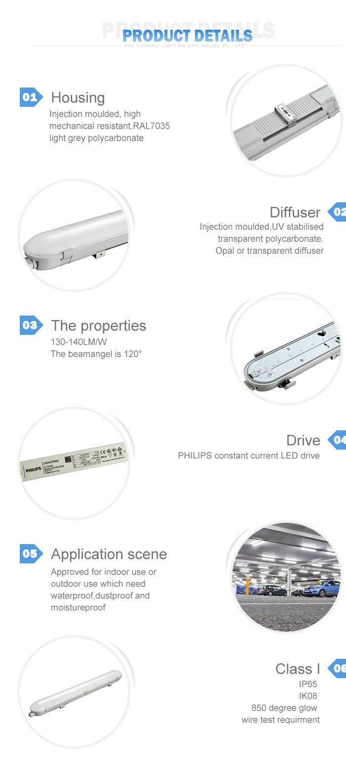 IP65 Parking Lot Lighting 600mm 1200mm 1500mm LED Tri-Proof Light, Lighting Fixture, LED Linear Light