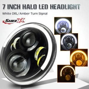 7 Inch 60W Round LED Headlight with Halo DRL Turn Signal for Jeep Wrangler Harley Davison Motorcycle