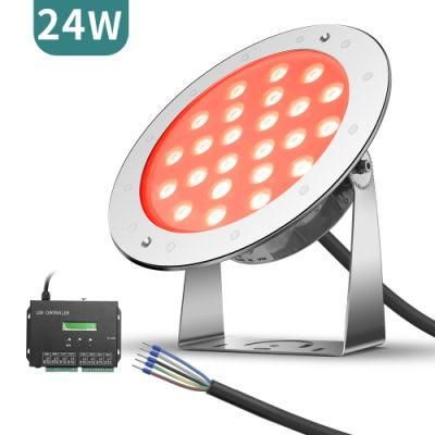 Manufacturers 24W 5 Wires DMX512 Control RGB Swimming Pool LED Underwater Light